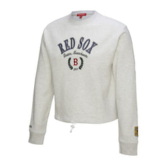 Boston Red Sox Women's Cropped Toggle Pullover Sweatshirt Heather Gray