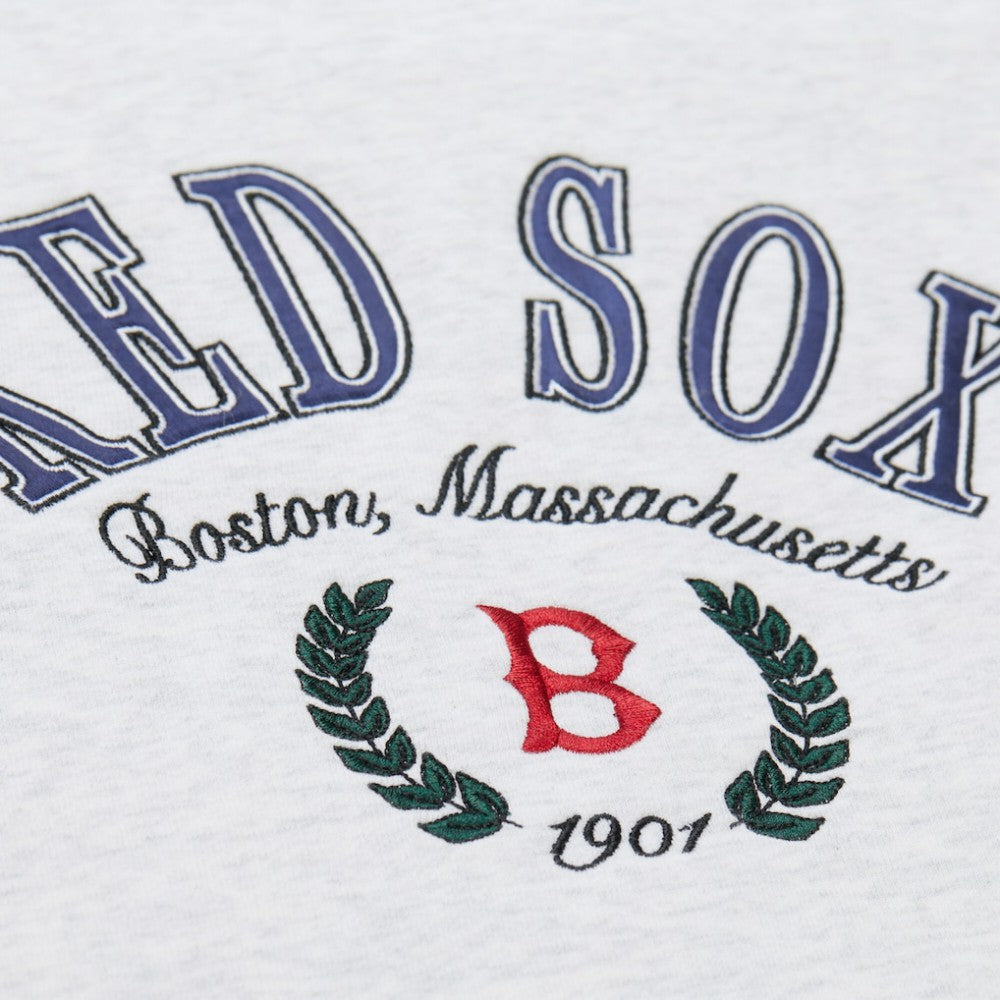 Boston Red Sox Women's Cropped Toggle Pullover Sweatshirt Heather Gray