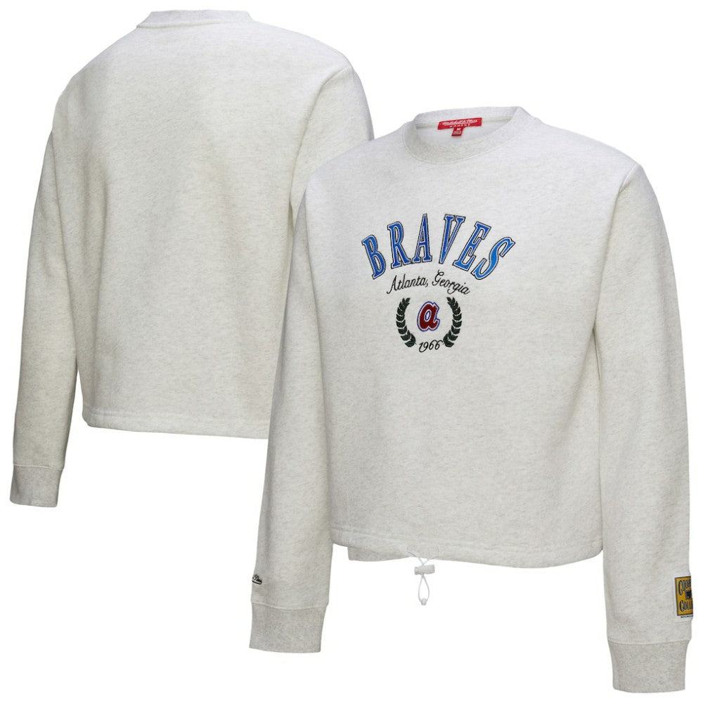 Atlanta Braves Women's Cropped Toggle Pullover Sweatshirt Heather Gray