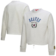 Atlanta Braves Women's Cropped Toggle Pullover Sweatshirt Heather Gray