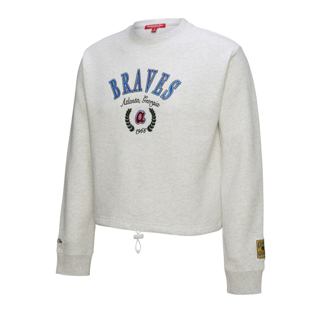 Atlanta Braves Women's Cropped Toggle Pullover Sweatshirt Heather Gray