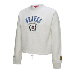 Atlanta Braves Women's Cropped Toggle Pullover Sweatshirt Heather Gray