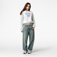 Atlanta Braves Women's Cropped Toggle Pullover Sweatshirt Heather Gray