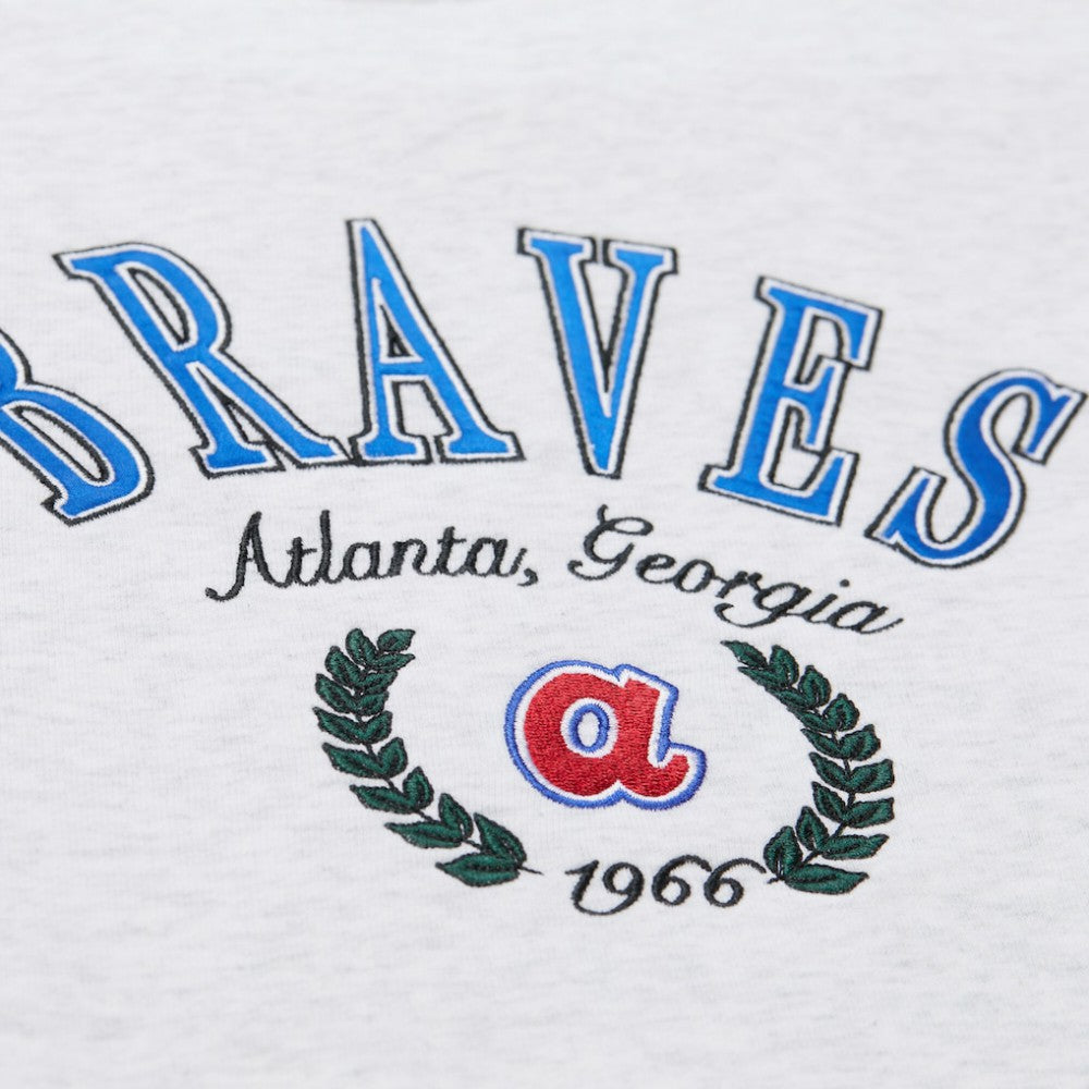 Atlanta Braves Women's Cropped Toggle Pullover Sweatshirt Heather Gray