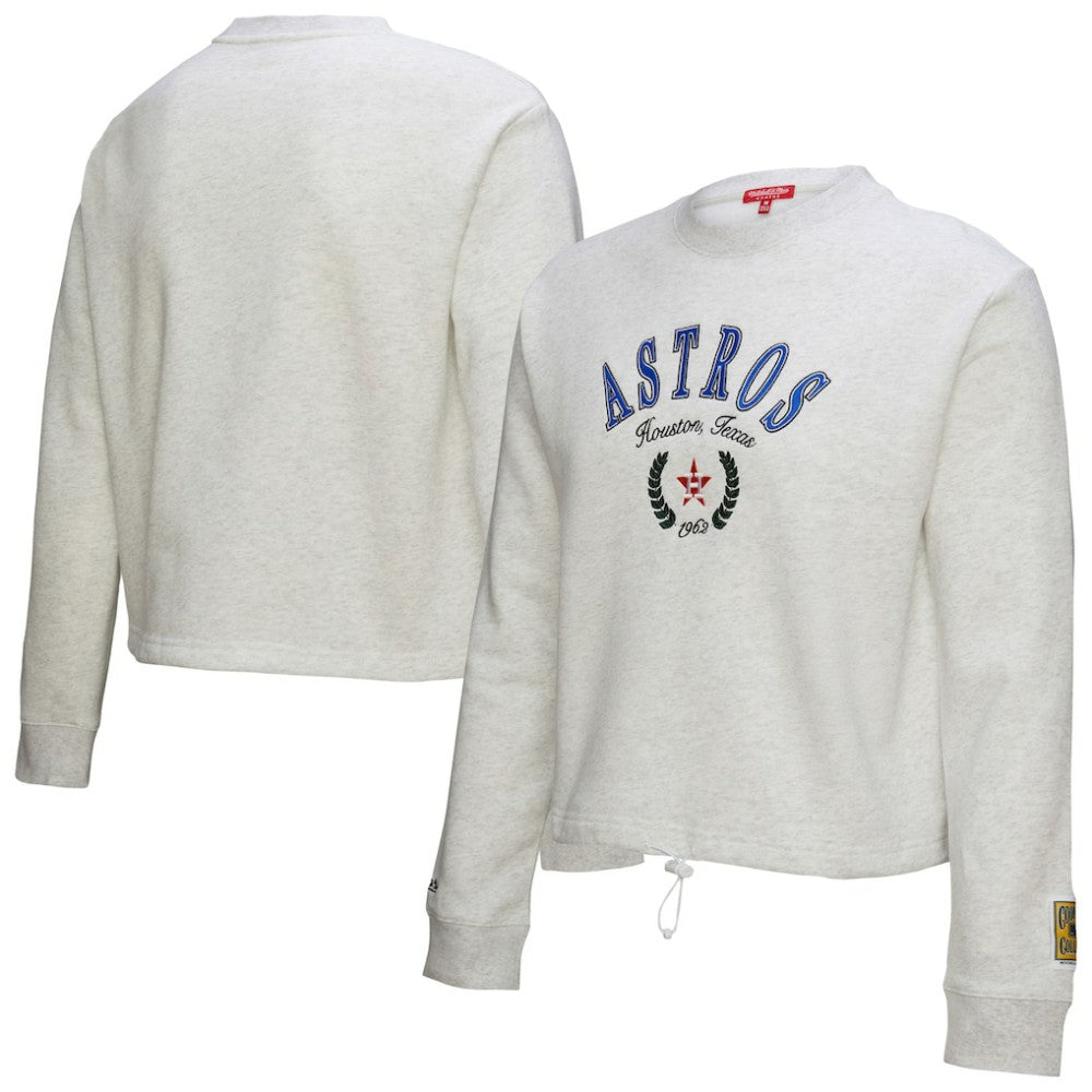 Houston Astros Women's Cropped Toggle Pullover Sweatshirt Heather Gray