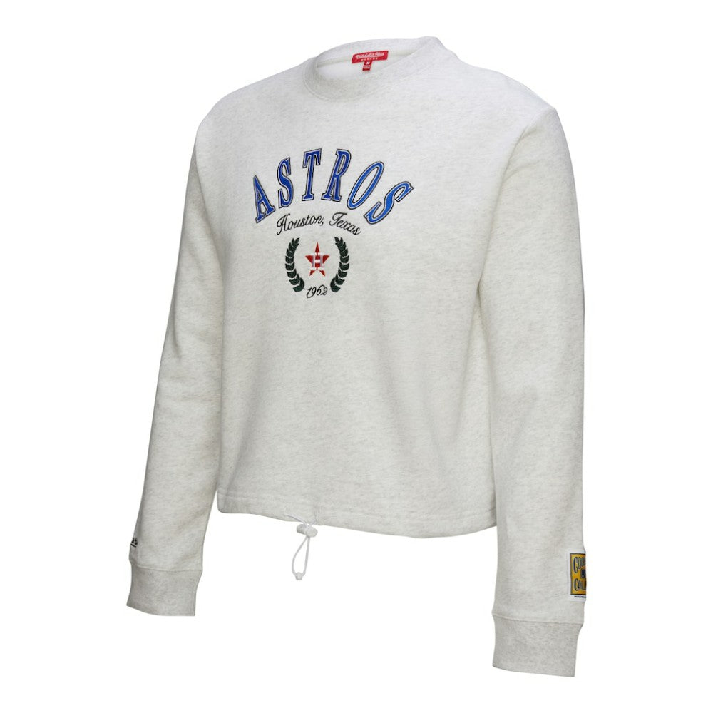 Houston Astros Women's Cropped Toggle Pullover Sweatshirt Heather Gray