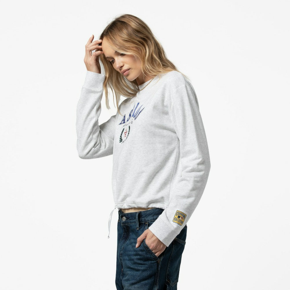 Houston Astros Women's Cropped Toggle Pullover Sweatshirt Heather Gray