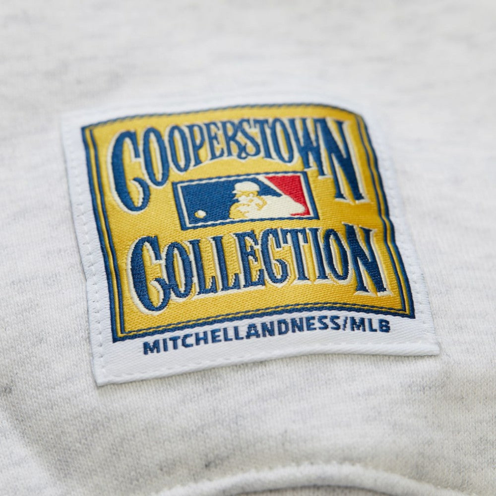 New York Yankees Women's Cropped Toggle Pullover Sweatshirt Heather Gray
