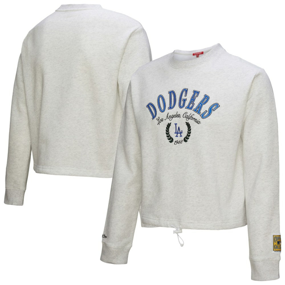 Los Angeles Dodgers Women's Cropped Toggle Pullover Sweatshirt Heather Gray