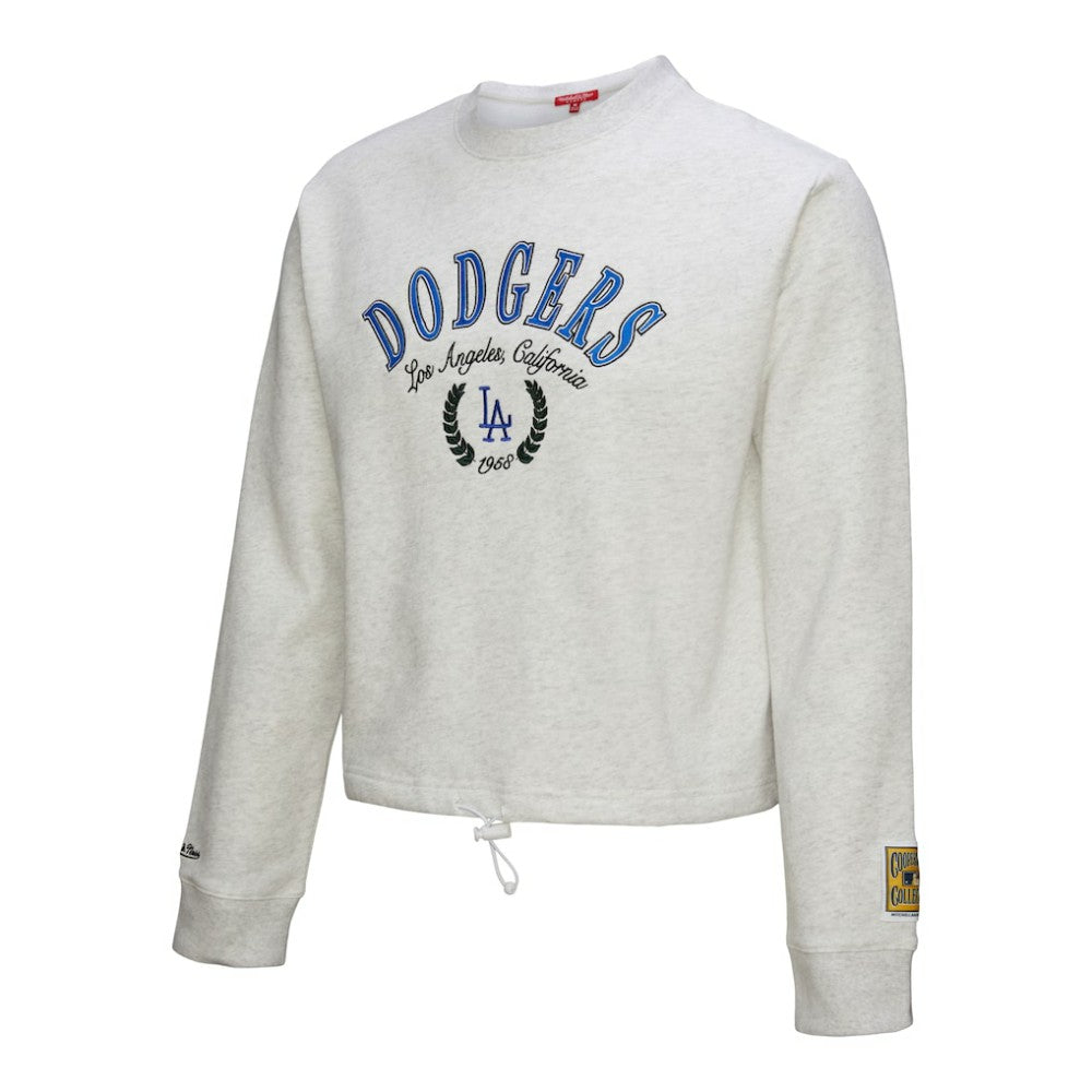 Los Angeles Dodgers Women's Cropped Toggle Pullover Sweatshirt Heather Gray