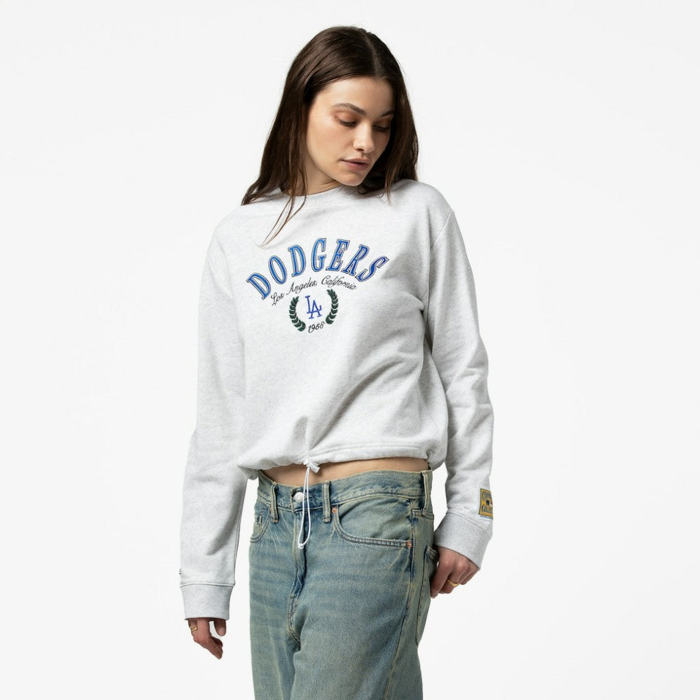 Los Angeles Dodgers Women's Cropped Toggle Pullover Sweatshirt Heather Gray