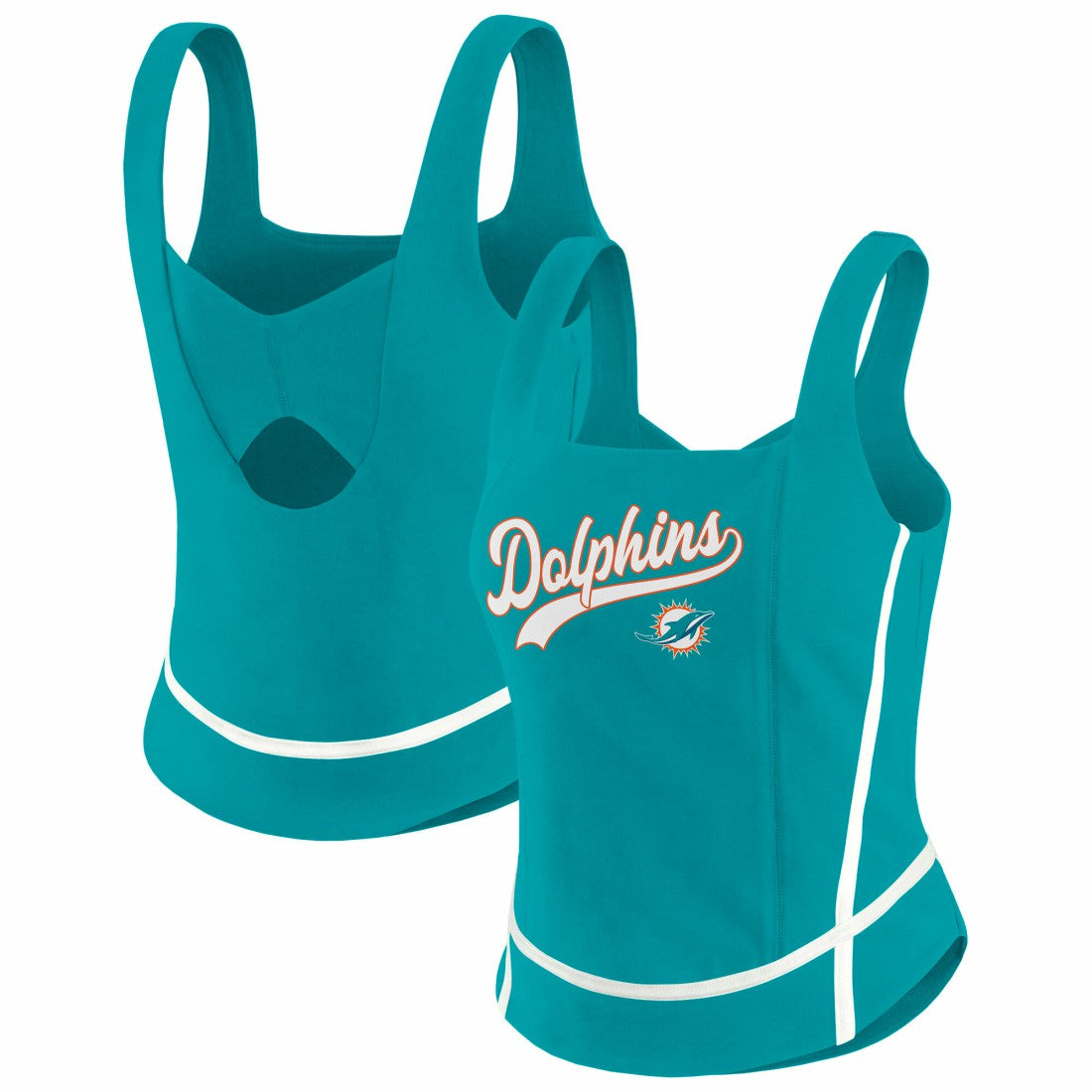 Miami Dolphins WEAR by Erin Andrews Women's Square Neck Tank Top - Aqua on sale
