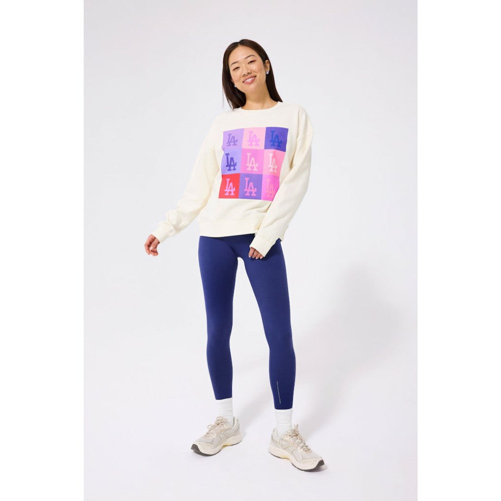 Los Angeles Dodgers Terez Women's Technicolor  Oversized Pullover Sweatshirt Cream