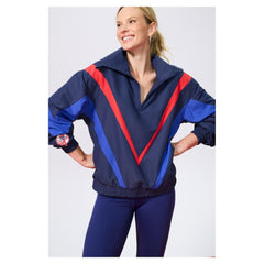 New York Yankees Terez Women's Ripstop Chevron Quarter-Zip Pullover Navy
