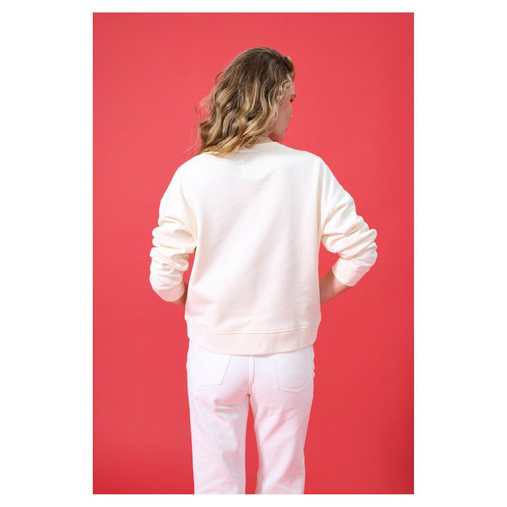 New York Yankees Terez Women's Oversized Gemstone Logo Sweatshirt Cream
