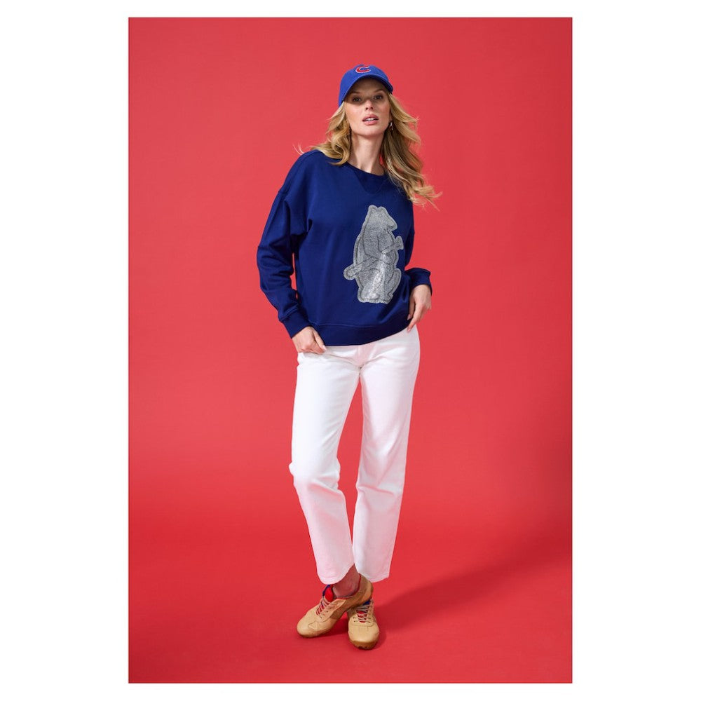 Chicago Cubs Terez Women's Oversized Gemstone Logo Sweatshirt Navy