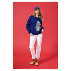 Chicago Cubs Terez Women's Oversized Gemstone Logo Sweatshirt Navy