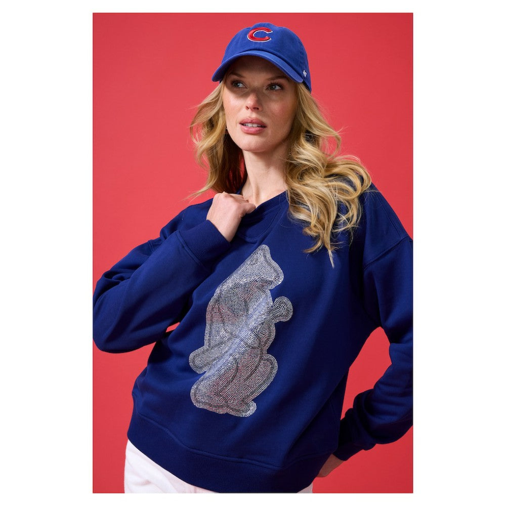 Chicago Cubs Terez Women's Oversized Gemstone Logo Sweatshirt Navy