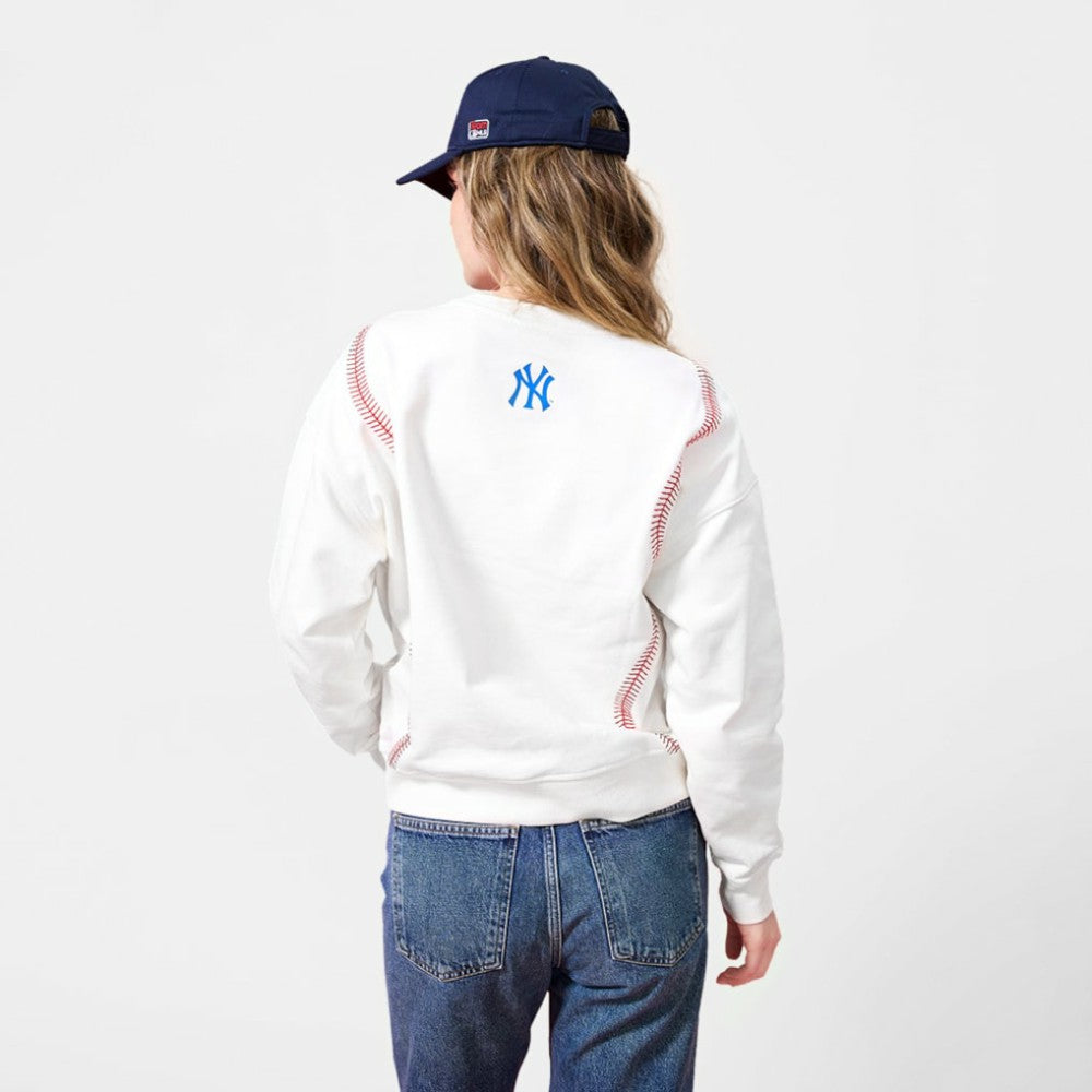 New York Yankees Terez Women's Baseball Stitch Pullover Sweatshirt Cream