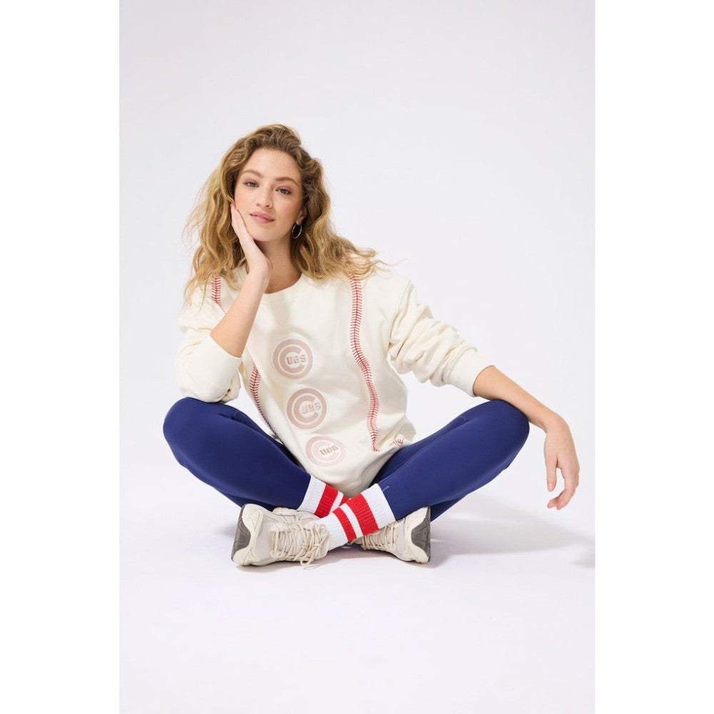 Chicago Cubs Terez Women's Baseball Stitch Pullover Sweatshirt Cream