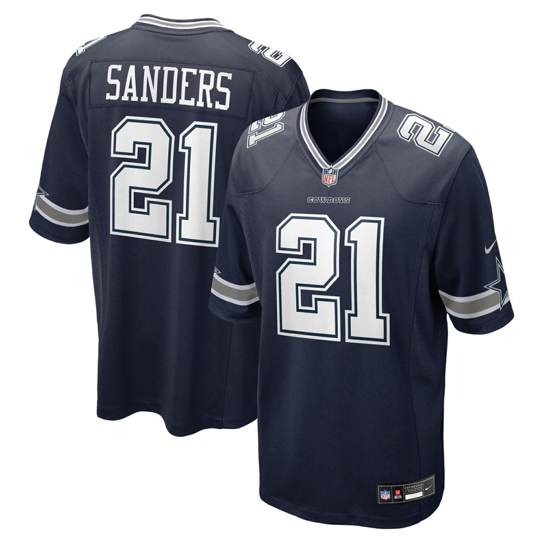 Deion Sanders Dallas Cowboys Team Retired Player Game Jersey - Navy for sale