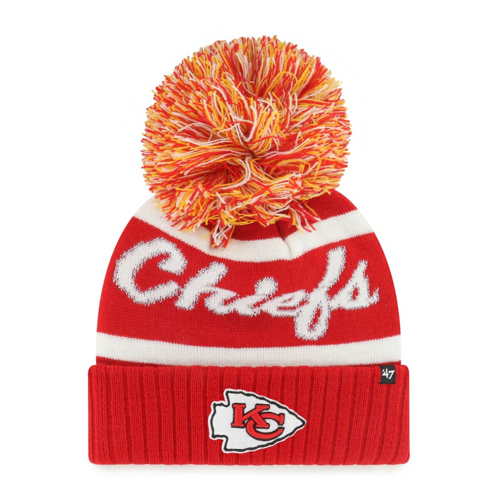 Kansas City Chiefs '47 Women's Spirited Cuffed Knit Hat with Pom - Red discount