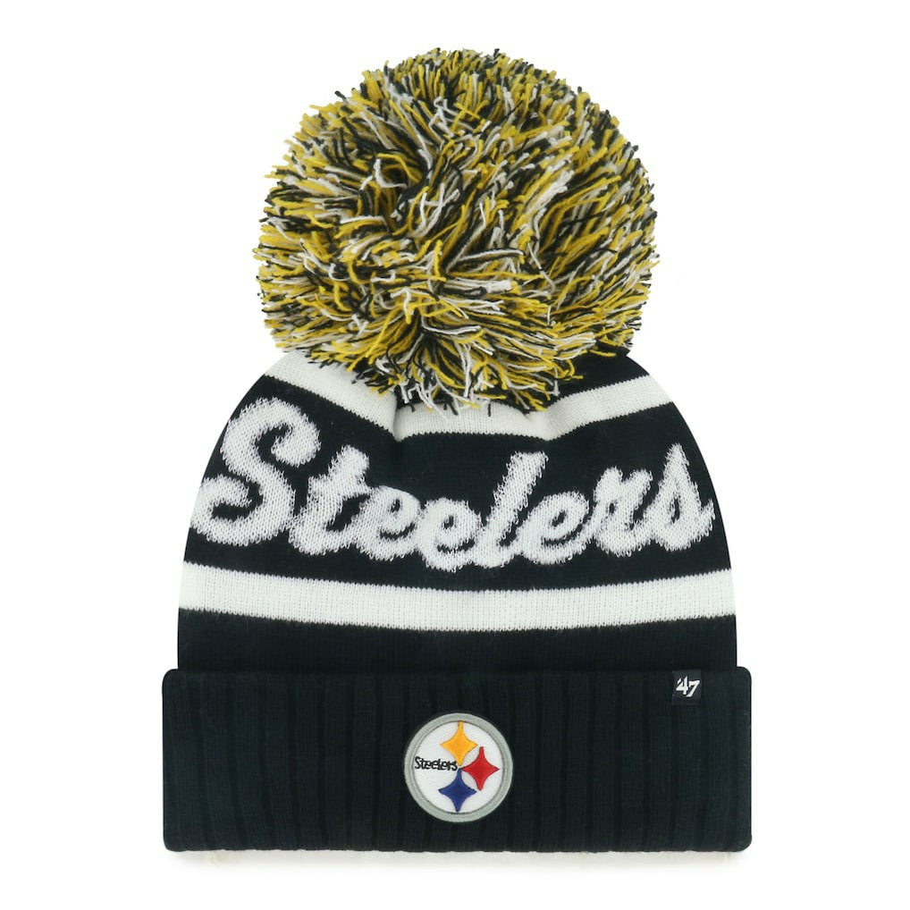 Pittsburgh Steelers '47 Women's Spirited Cuffed Knit Hat with Pom - Black discount