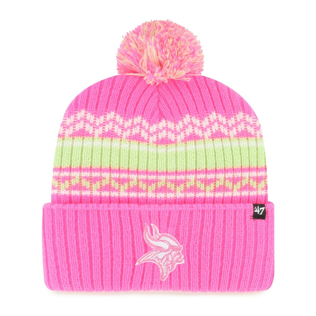Minnesota Vikings '47 Girls Youth Polar Vortex Cuffed Knit Hat with Pom - Pink discount