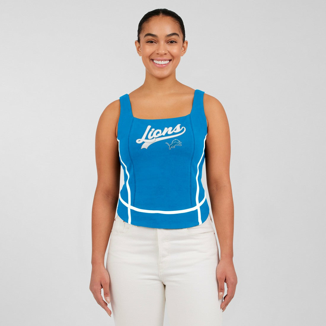 Detroit Lions WEAR by Erin Andrews Women's Square Neck Tank Top - Blue discount