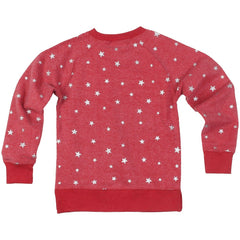 Kansas City Chiefs Wes & Willy Girls Youth Shimmer Star Reverse Fleece Pullover Sweatshirt - Red on sale