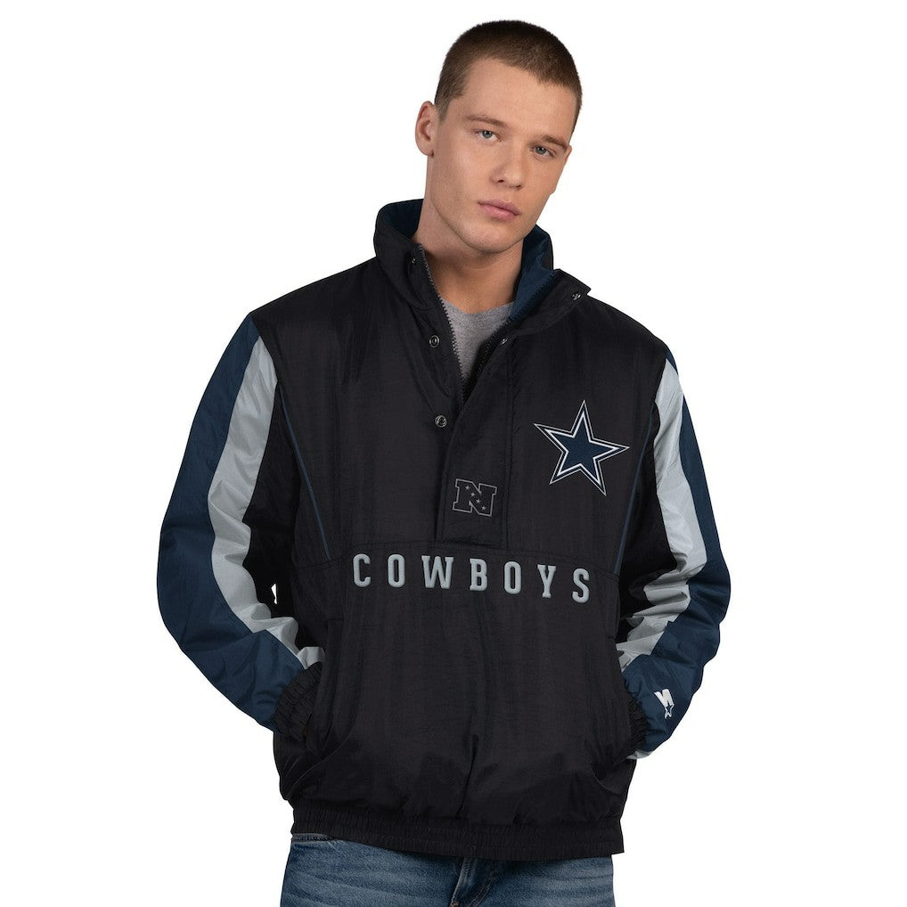Dallas Cowboys Starter Thursday Night Gridiron Vintage Logo Half-Zip Jacket - Black for sale