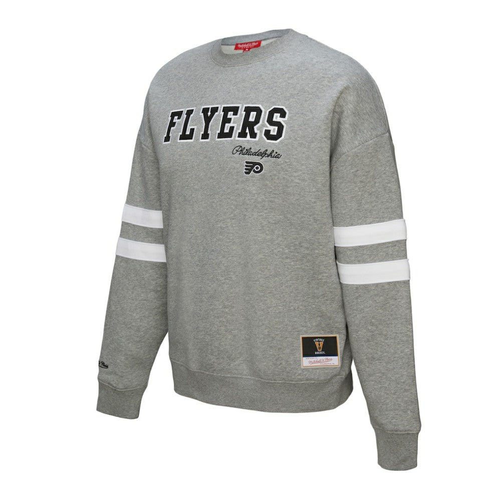 Philadelphia Flyers Mitchell & Ness Women's Logo Lightweight Pullover Sweatshirt - Heather Gray Sweatshirts