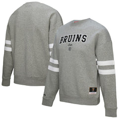 Boston Bruins Mitchell & Ness Women's Logo Lightweight Pullover Sweatshirt - Heather Gray Sweatshirts