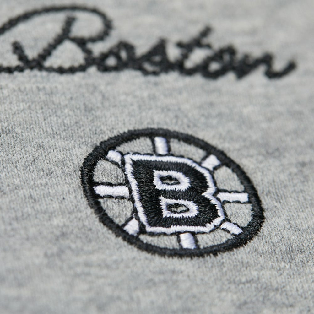 Boston Bruins Mitchell & Ness Women's Logo Lightweight Pullover Sweatshirt - Heather Gray Sweatshirts