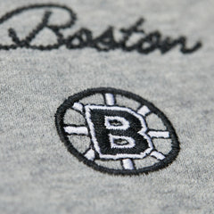 Boston Bruins Mitchell & Ness Women's Logo Lightweight Pullover Sweatshirt - Heather Gray Sweatshirts
