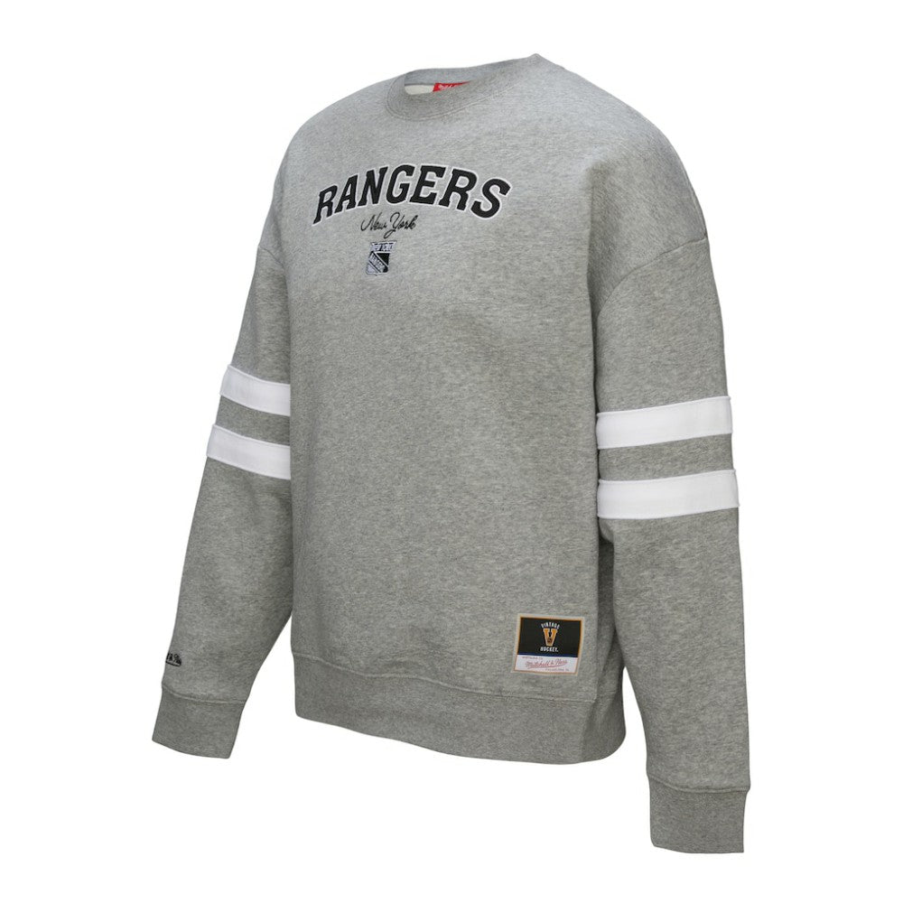 New York Rangers Mitchell & Ness Women's Logo Lightweight Pullover Sweatshirt - Heather Gray Sweatshirts
