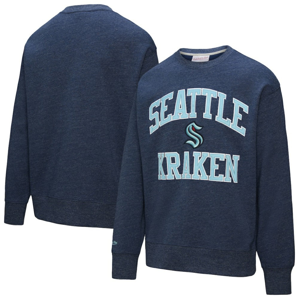 Seattle Kraken Mitchell & Ness Playoff Win Fleece Pullover Sweatshirt - Deep Sea Blue Sweatshirts