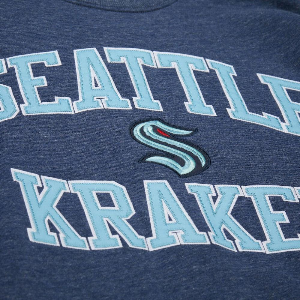 Seattle Kraken Mitchell & Ness Playoff Win Fleece Pullover Sweatshirt - Deep Sea Blue Sweatshirts
