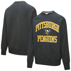 Pittsburgh Penguins Mitchell & Ness Playoff Win Fleece Pullover Sweatshirt - Heather Charcoal Sweatshirts