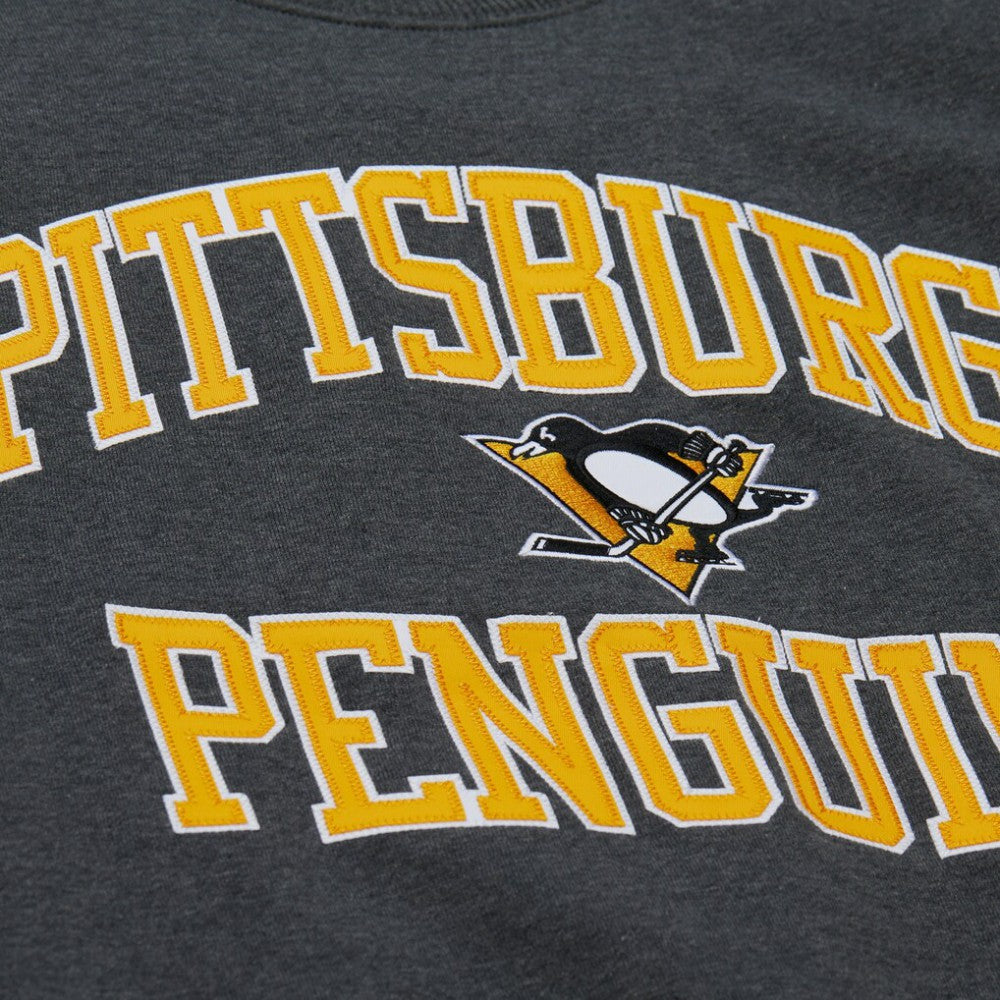 Pittsburgh Penguins Mitchell & Ness Playoff Win Fleece Pullover Sweatshirt - Heather Charcoal Sweatshirts