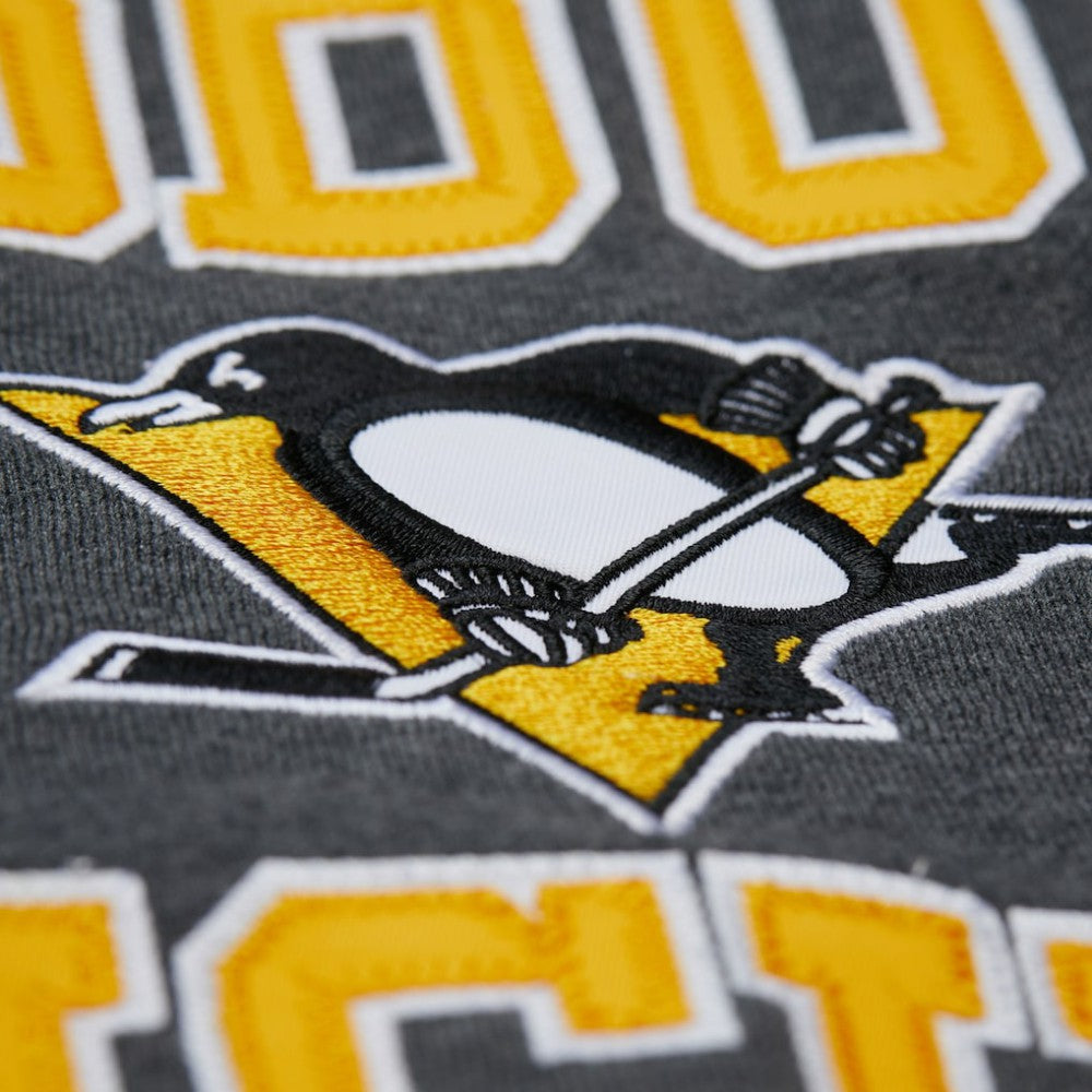 Pittsburgh Penguins Mitchell & Ness Playoff Win Fleece Pullover Sweatshirt - Heather Charcoal Sweatshirts