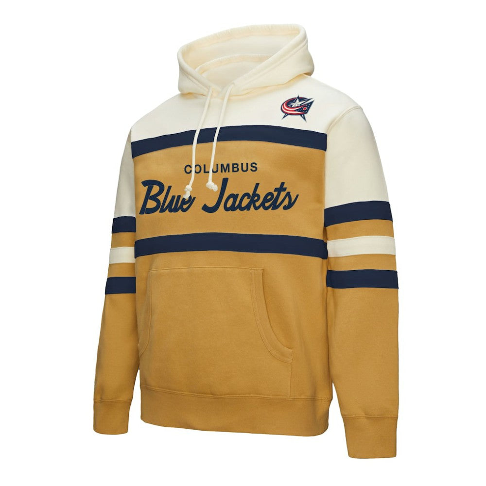 Columbus Blue Jackets Mitchell & Ness Head Coach Pullover Hoodie - Gold/Cream Hoodies