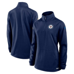 Winnipeg Jets Fanatics Women's Authentic Pro Rink Quarter-Zip Pullover  - Navy Pullover