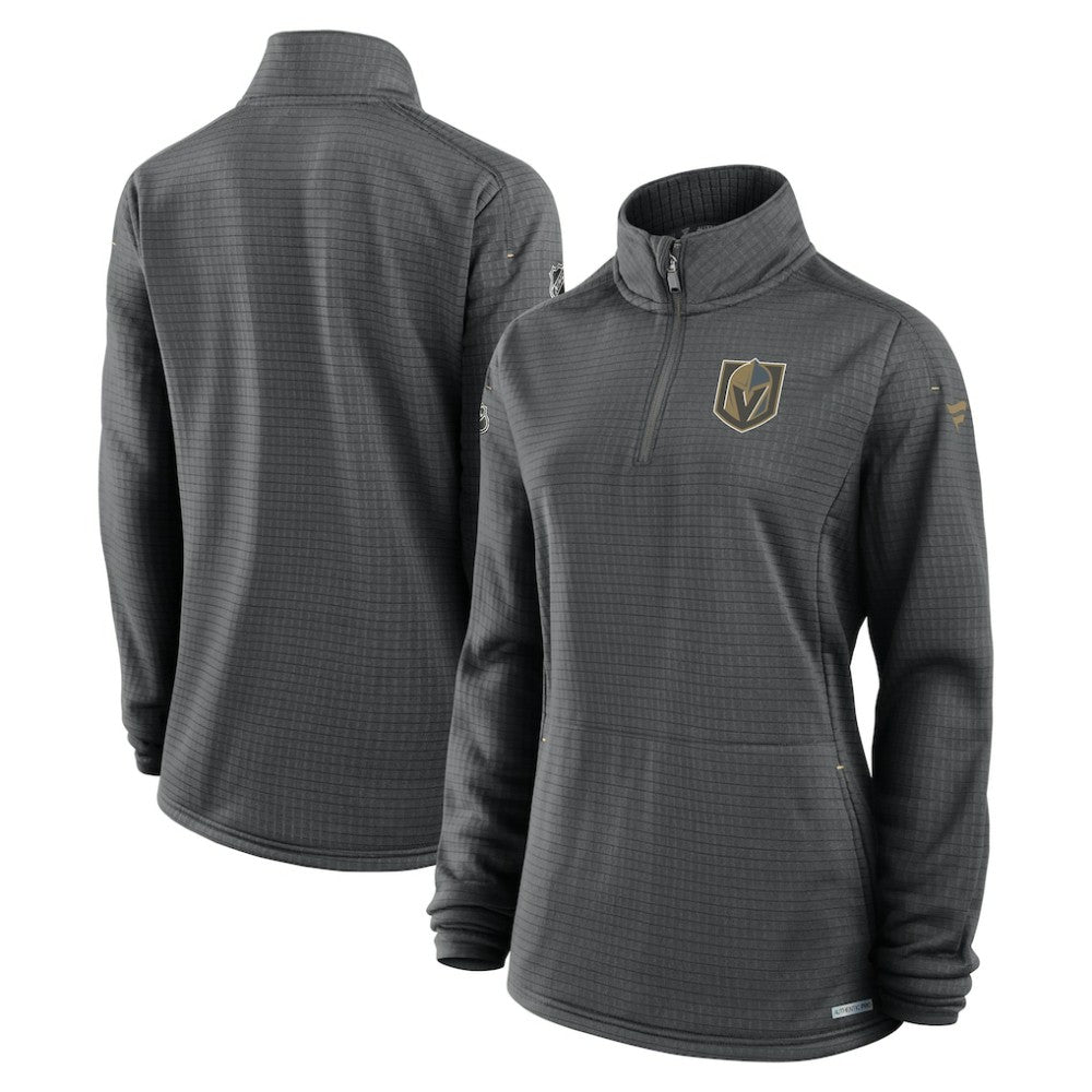 Vegas Golden Knights Fanatics Women's Authentic Pro Rink Quarter-Zip Pullover  - Charcoal Pullover