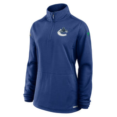 Vancouver Canucks Fanatics Women's Authentic Pro Rink Quarter-Zip Pullover  - Blue Pullover