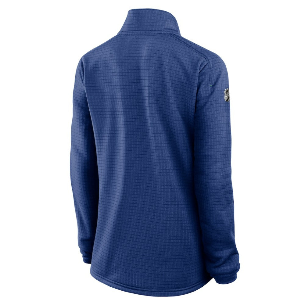 Vancouver Canucks Fanatics Women's Authentic Pro Rink Quarter-Zip Pullover  - Blue Pullover