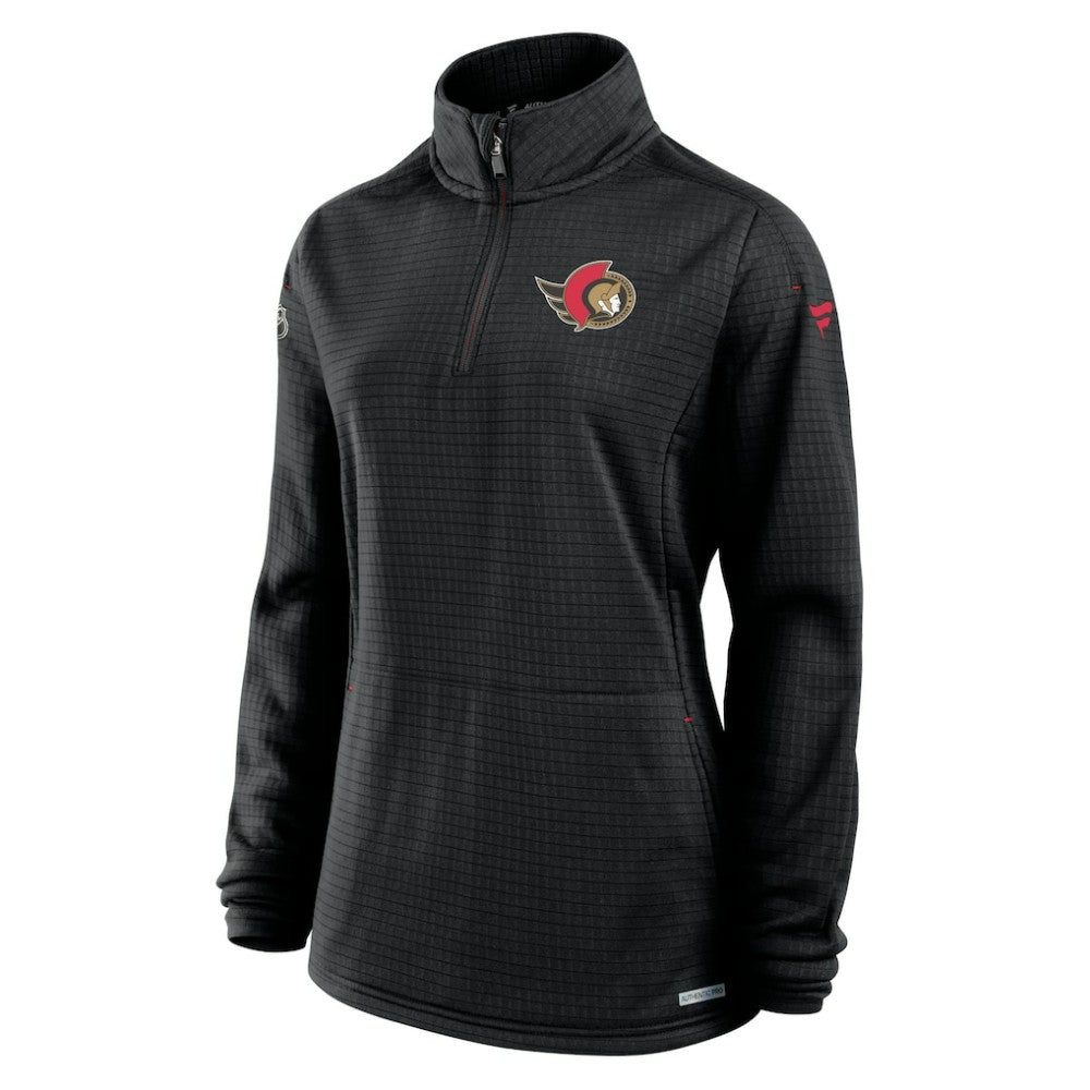 Ottawa Senators Fanatics Women's Authentic Pro Rink Quarter-Zip Pullover  - Black Pullover