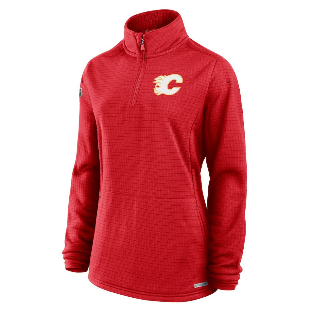 Calgary Flames Fanatics Women's Authentic Pro Rink Quarter-Zip Pullover  - Red Pullover