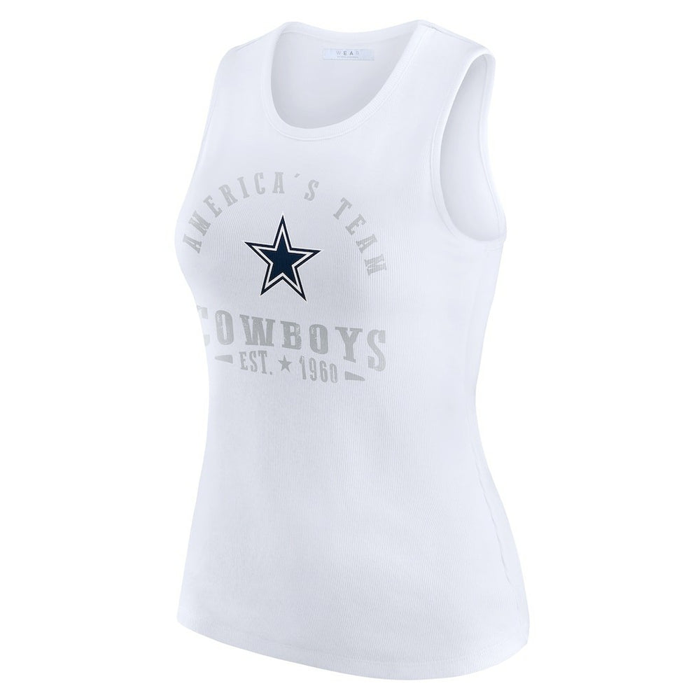 Dallas Cowboys WEAR by Erin Andrews Women's Ribbed Graphic Tank Top - White cheap