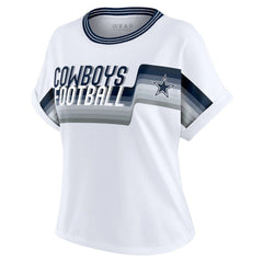 Dallas Cowboys WEAR by Erin Andrews Women's Cropped Center Stripe Dolman T-Shirt - White cheap